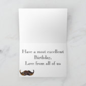 Verjaardagskaart met snor thema kaart (Binnen)