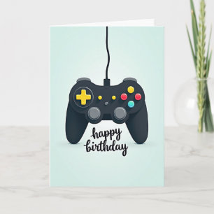 Verjaardagskaart met speelse gamecontroller kaart