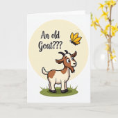 Verjaardagskaart met speelse geit kaart (Gele Bloem)