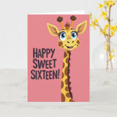 Verjaardagskaart met speelse giraffe kaart (Gele Bloem)