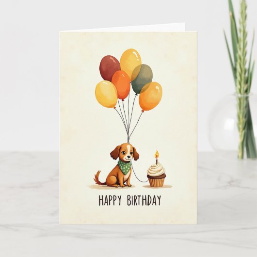 Verjaardagskaart met speelse hond kaart (Voorkant)