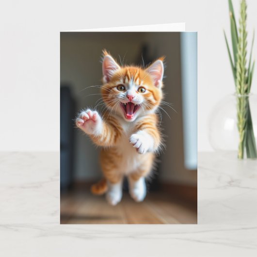Verjaardagskaart met speelse kat kaart (Voorkant)