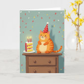 Verjaardagskaart met speelse kat kaart (Gele Bloem)