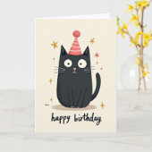 Verjaardagskaart met speelse kat kaart (Gele Bloem)