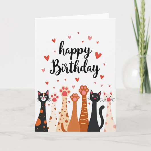 Verjaardagskaart met speelse katten kaart (Voorkant)