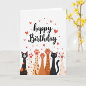 Verjaardagskaart met speelse katten kaart (Gele Bloem)