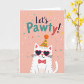 Verjaardagskaart met speelse kitty kaart (Gele Bloem)