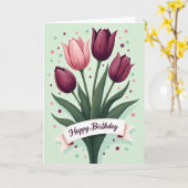 Verjaardagskaart met speelse stippen kaart (Gele Bloem)