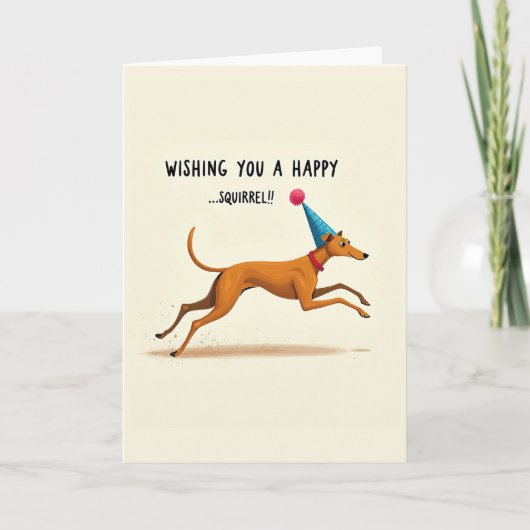 Verjaardagskaart met springende hond kaart (Voorkant)