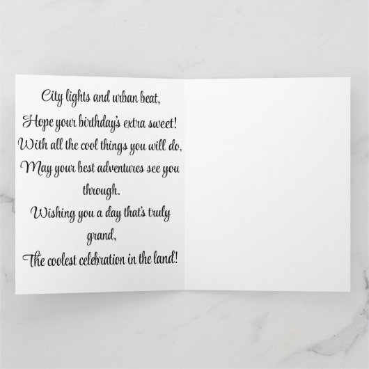 Verjaardagskaart met stedelijke uitstraling kaart (Binnen)