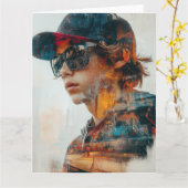 Verjaardagskaart met stedelijke uitstraling kaart (Gele Bloem)