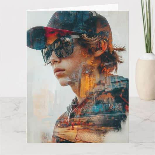 Verjaardagskaart met stedelijke uitstraling kaart (Voorkant)