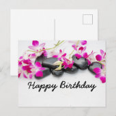 Verjaardagskaart met stenen massage en paarse orch briefkaart (Voorkant / Achterkant)