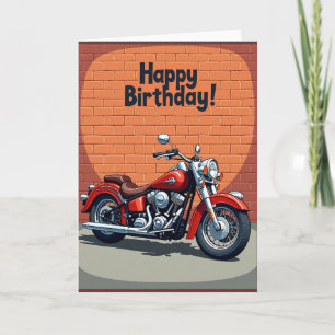 Verjaardagskaart met stijlvolle cruiser motor kaart