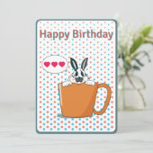 Verjaardagskaart met stippenkonijn feestdagenkaart (Staand voorkant)