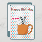 Verjaardagskaart met stippenkonijn feestdagenkaart (Voorkant / Achterkant)