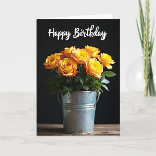 Verjaardagskaart met stralende bloesems kaart