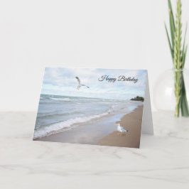 Verjaardagskaart met strand en meeuwen kaart