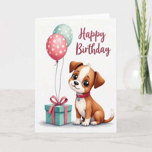 Verjaardagskaart met teal cadeau kaart (Voorkant)