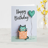 Verjaardagskaart met Teal Creatuur Kaart (Gele Bloem)