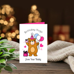 Verjaardagskaart met teddybeer en ballonnen feestdagen kaart