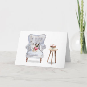 Verjaardagskaart met tekening van Pug-hond Cute Kaart