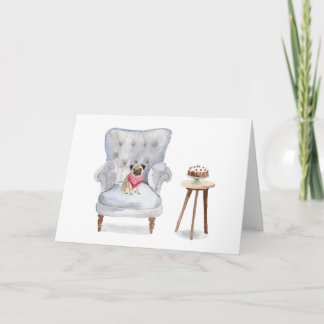 Verjaardagskaart met tekening van Pug-hond Cute Kaart