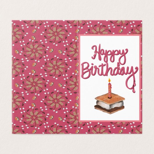 Verjaardagskaart met veel S'more-wensen Kaart (Buitenkant ongevouwen)