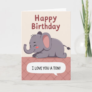 Verjaardagskaart met verlegen olifant kaart