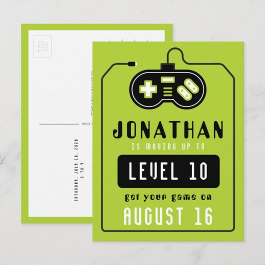 Verjaardagskaart met videogame-truck briefkaart (Voorkant / Achterkant)