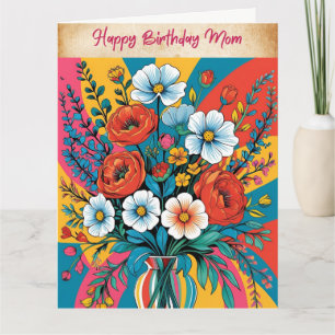 Verjaardagskaart met vintage bloemen kaart