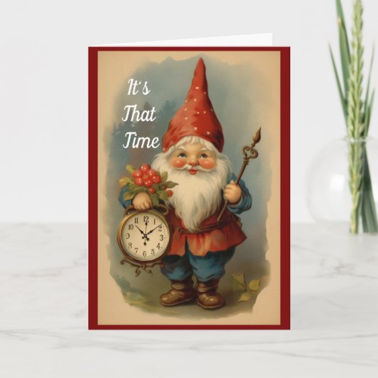 Verjaardagskaart met vintage kabouter kaart (Voorkant)