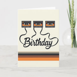 Verjaardagskaart met vintage tape kaart