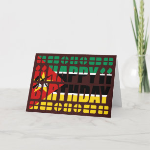 Verjaardagskaart met vlag van Mozambique Kaart