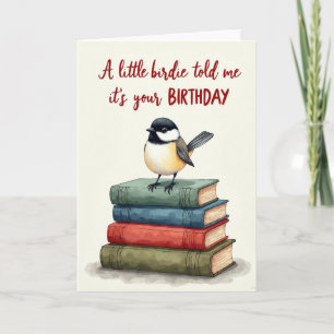 Verjaardagskaart met Vogeltje en Boeken Kaart
