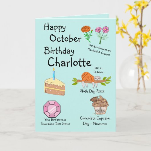 Verjaardagskaart met vouw voor oktober kaart (Gele Bloem)