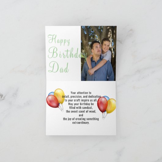 Verjaardagskaart met vouw voor timmerman kaart (Binnen)