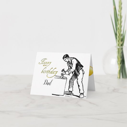 Verjaardagskaart met vouw voor timmerman kaart (Voorkant)