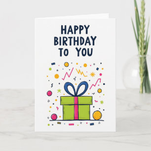 Verjaardagskaart met vrolijk cadeau kaart