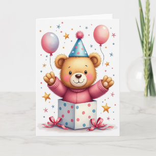 Verjaardagskaart met vrolijke beren-cadeausdoos kaart