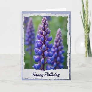 Verjaardagskaart met vrolijke blauwe bloem kaart
