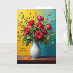 Verjaardagskaart met vrolijke bloemen kaart