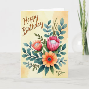 Verjaardagskaart met vrolijke bloemen kaart