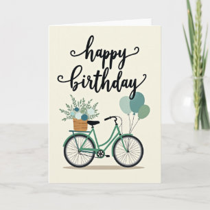 Verjaardagskaart met vrolijke fiets kaart