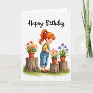 Verjaardagskaart met vrolijke potbloemen kaart