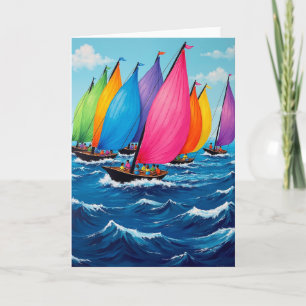 Verjaardagskaart met vrolijke regatta kaart
