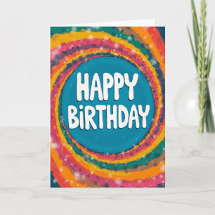 Verjaardagskaart met vrolijke swirl kaart