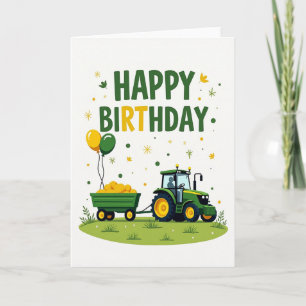 Verjaardagskaart met vrolijke tractor kaart