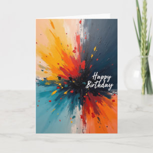 Verjaardagskaart met vurige kleuren kaart