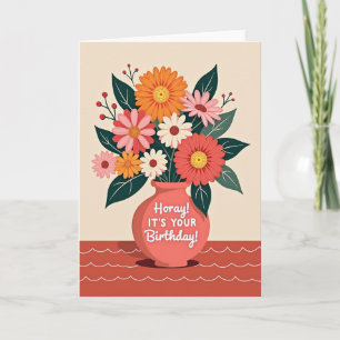 Verjaardagskaart met warme bloemen kaart